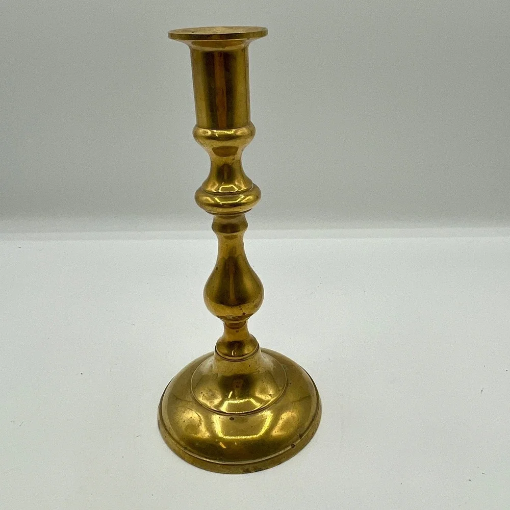 Vintage Solid Brass Taper Candlestick Holder 7.5 Inch‎ Baluster Stem Heavy